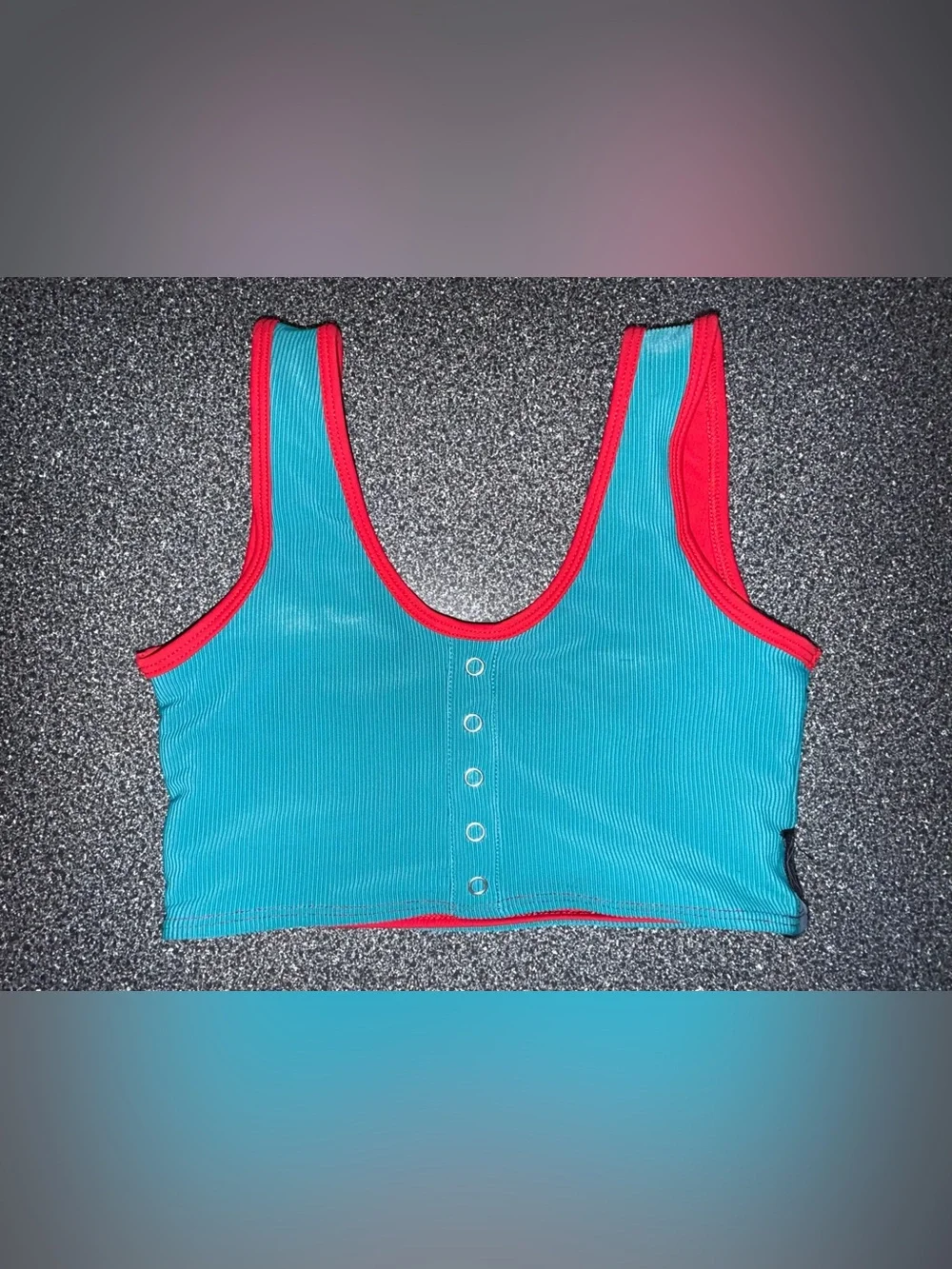 Tiger Friday Teal and Red Dance Crop Top - Size Adult X-Small